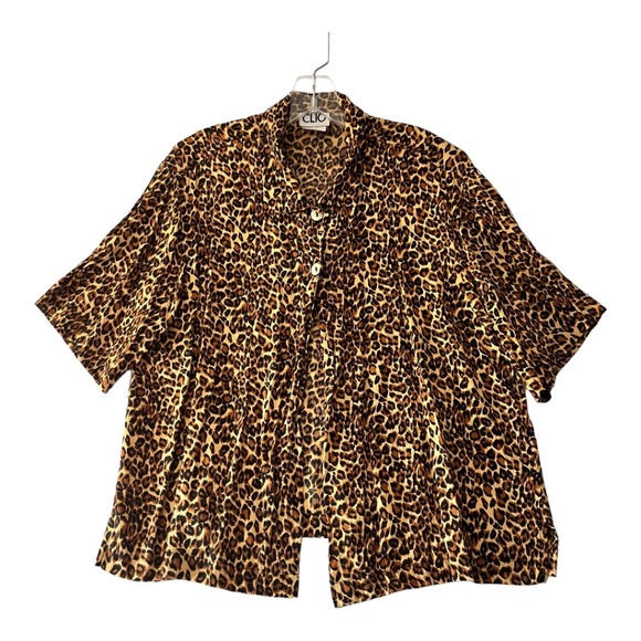Vintage 80s 90s Leopard Cheetah Print Blouse - Picture 3 of 7